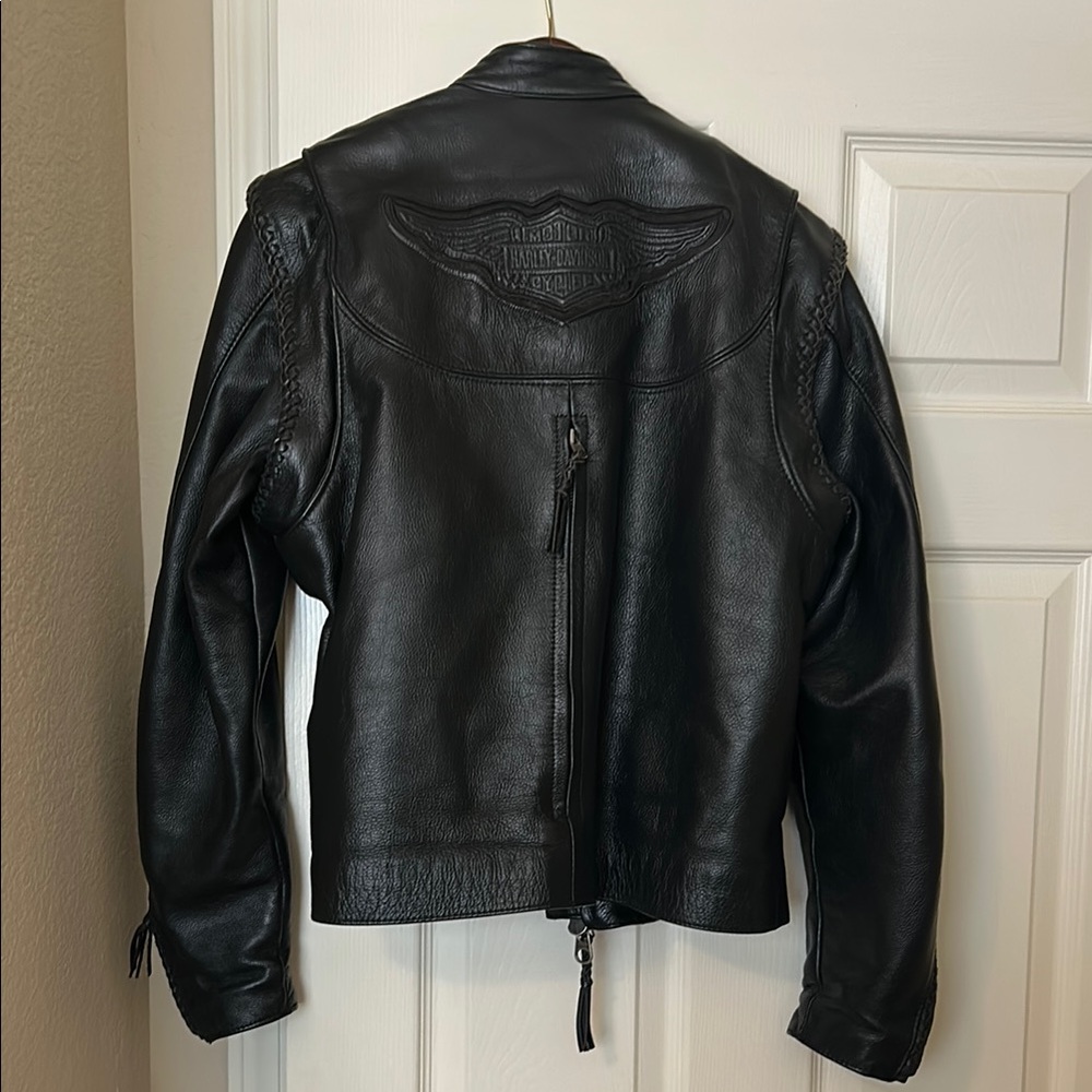 Harley Davidson Willie G - Black Leather Jacket with Embossed Logo